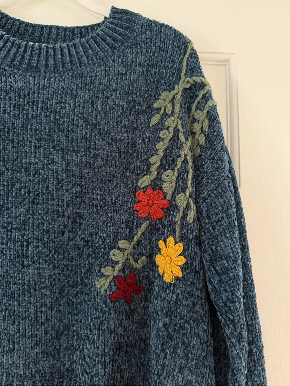 Francesca’s Miami Blue Floral Embroidered Sweater